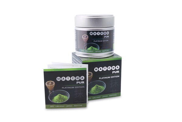 Japan Original Matcha PUR – Platinum Edition, 30 g in Dose, mit Flyer